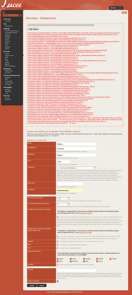 Datasource connection issue - support - Lucee Dev