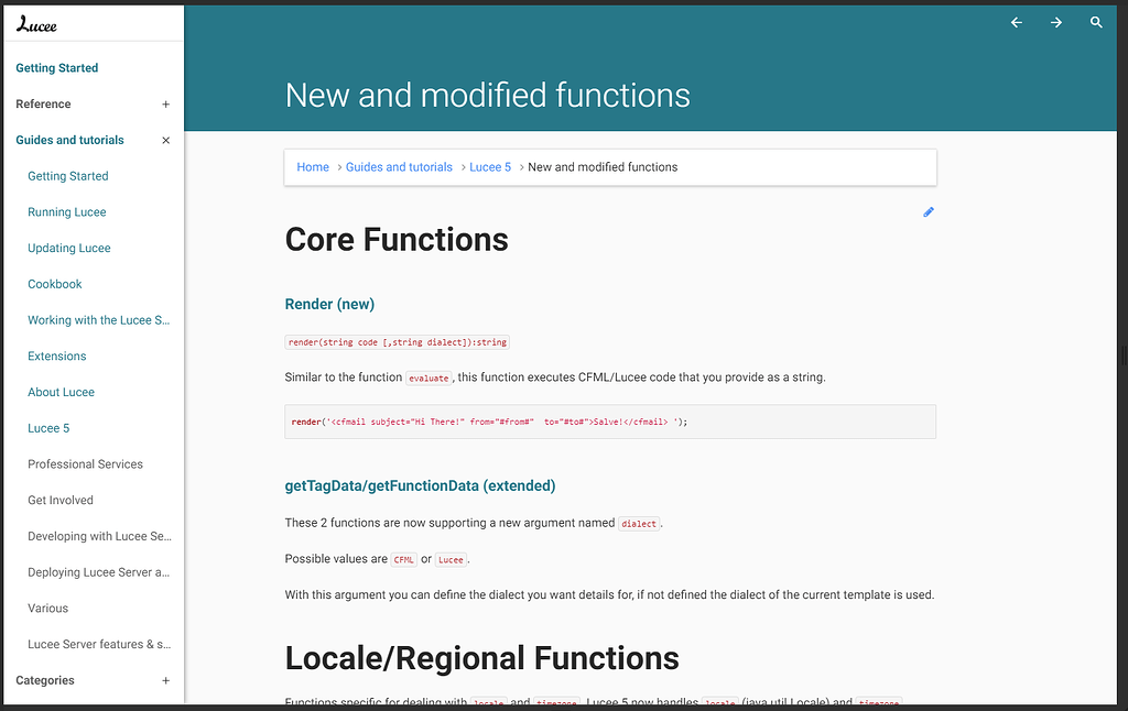 Lucee documentation visual and navigation improvements - documentation ...